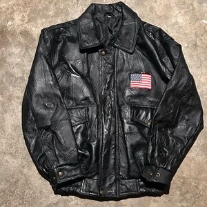 American Vintage Black Leather Military Jacket